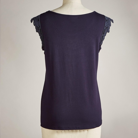 NEW Sundance Navy Elegance Lace Tee size L - Picture 4 of 8